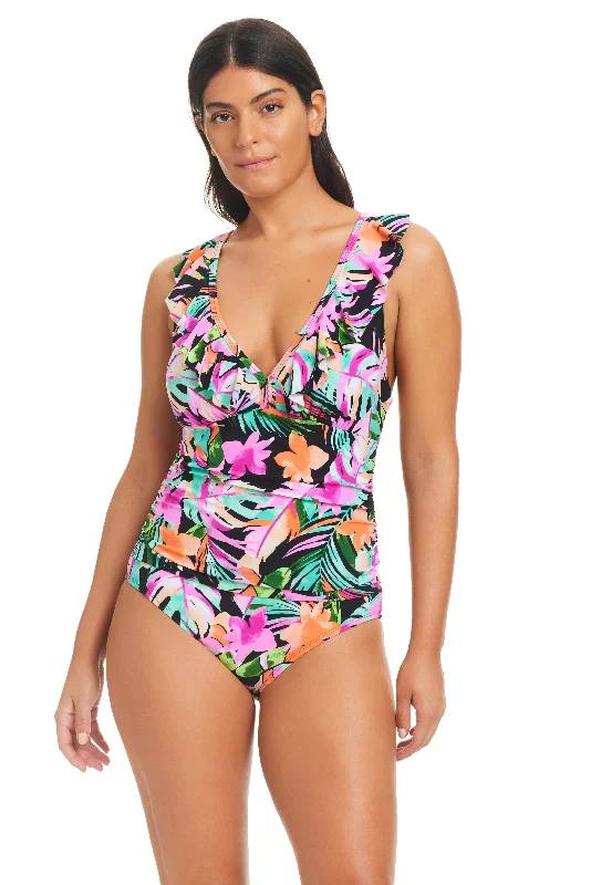 Bora Bora Bay Ruffle One-Piece Tummy Control Swimsuit