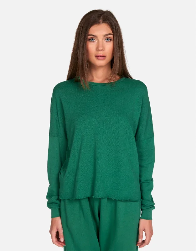 Metallic Accent Women Long Sleeve Top for a Glamorous LookTravis Deep Jungle