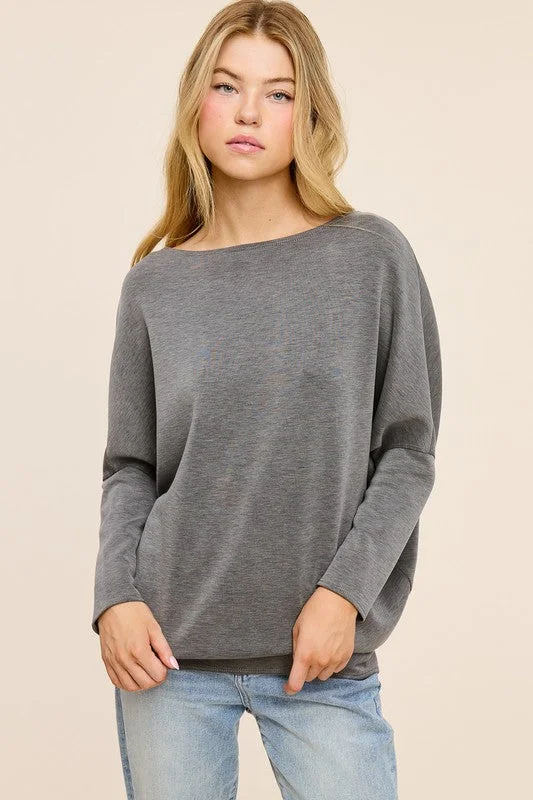 Wrap - Style Women Long Sleeve Top for a Versatile FitJanell Scuba Fabric Dolman Sleeve Top