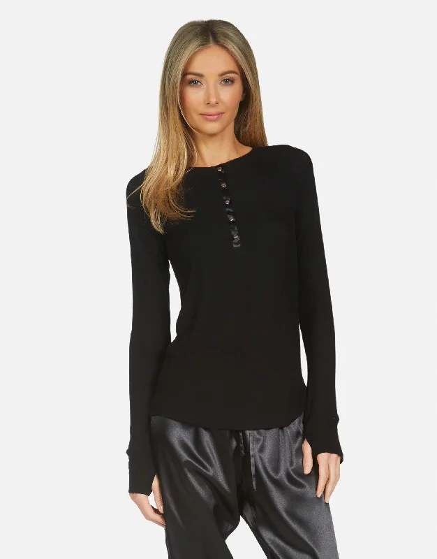 Ruffled Cuff Women Long Sleeve Top with a Feminine TouchRogan Black