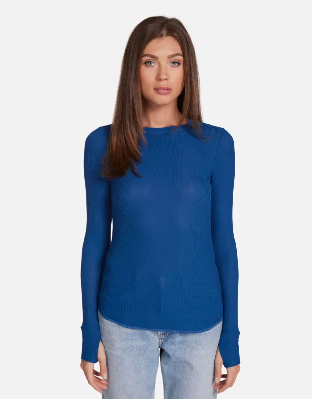 Plus Size Women Long Sleeve Top for a Flattering and Comfortable FitAlick Mykonos Blue