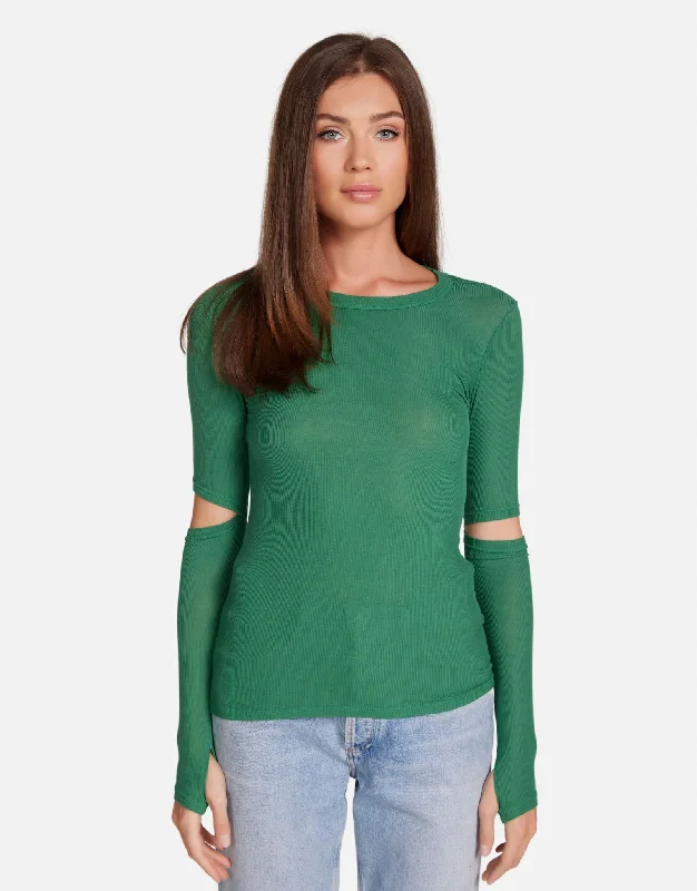 Cropped Women Long Sleeve Top to Pair with High - Waisted BottomsSolomon Deep Jungle