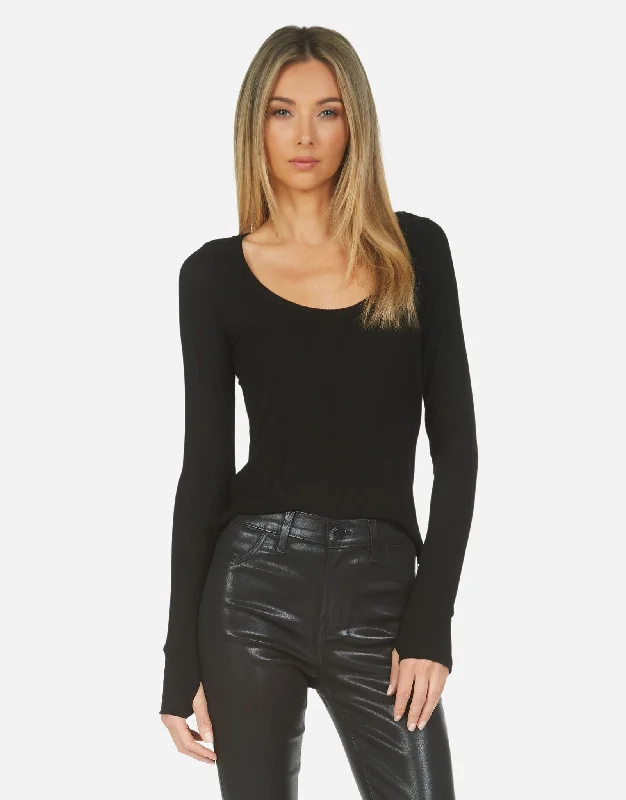 Wrap - Style Women Long Sleeve Top for a Versatile FitLeonard Black