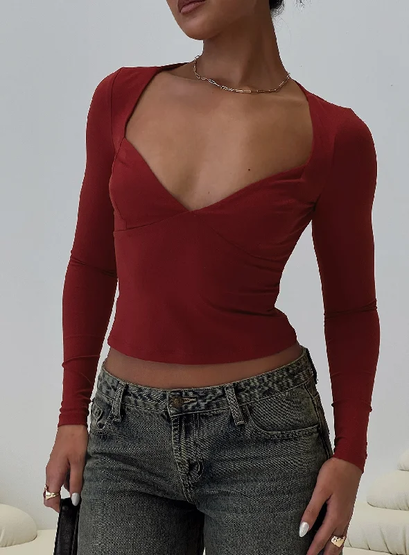 Turtleneck Women Long Sleeve Top for Cold Winter DaysTonya Long Sleeve Top Red