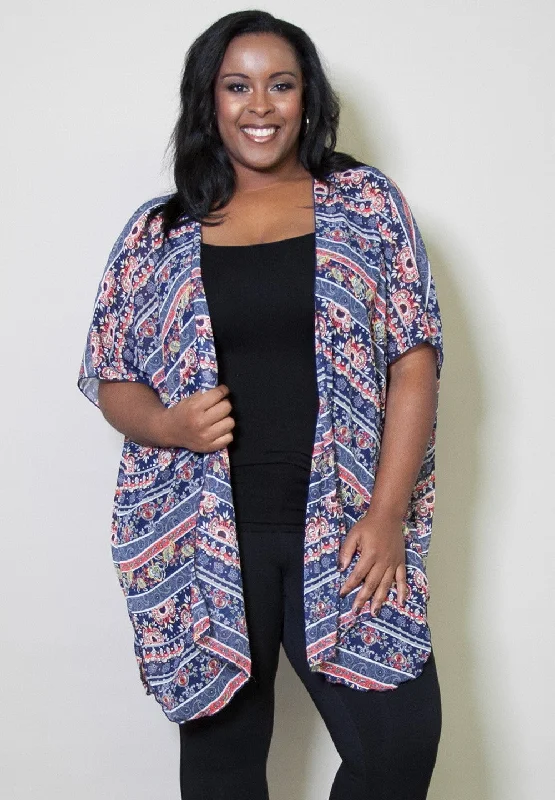 Striped Women Long Sleeve Top in a Timeless PatternRowen Chiffon Cardigan