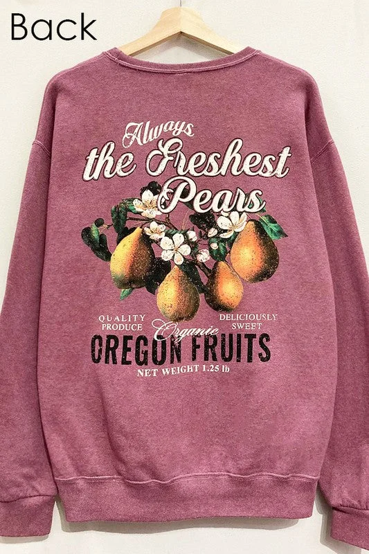 Lightweight Women Long Sleeve Top for Spring and AutumnOregon Pears Front and Back Sweatshirt S-XL