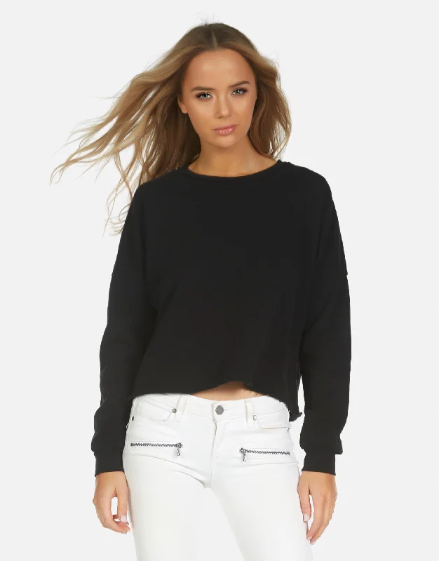 Metallic Accent Women Long Sleeve Top for a Glamorous LookTravis Black