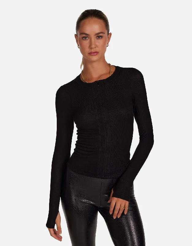 Lightweight Women Long Sleeve Top for Spring and AutumnMcKee Black