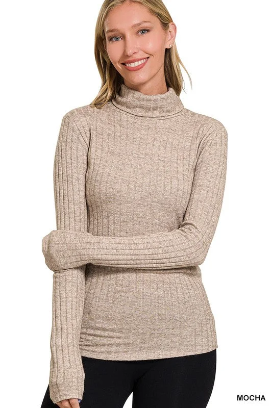 Puffer - Sleeve Women Long Sleeve Top for a Fashion - Forward LookQUINN RIBBED LONG SLEEVE TURTLE NECK TOP