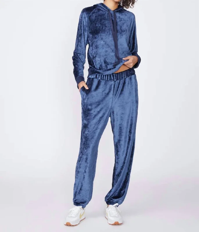 Bamboo Velour Sweatpant In Blue