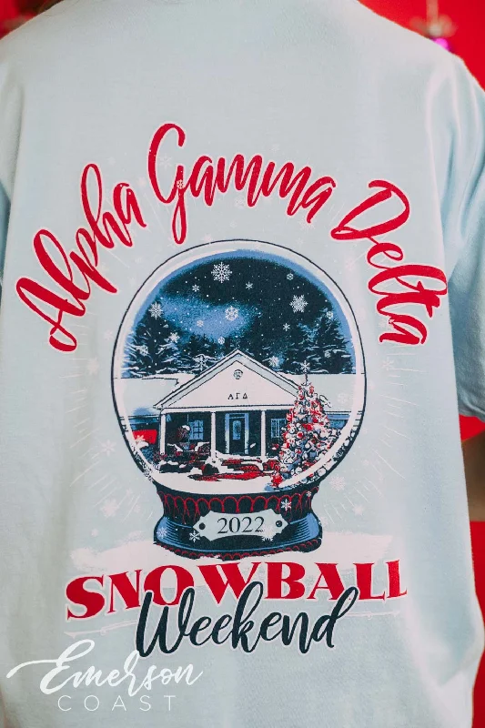 Sleeveless Women T Shirt for Summer ComfortAlpha Gamma Delta Snowball Weekend Pocket Tee