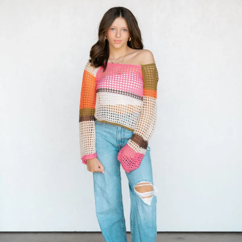 Cashmere Women Sweater with a Luxurious Soft TouchDelightful Day Crochet Knit Sweater