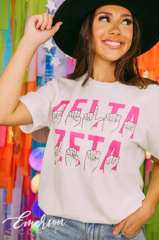 Puff Sleeve Women T Shirt for a Fashion - Forward LookDelta Zeta Sign Language Tshirt