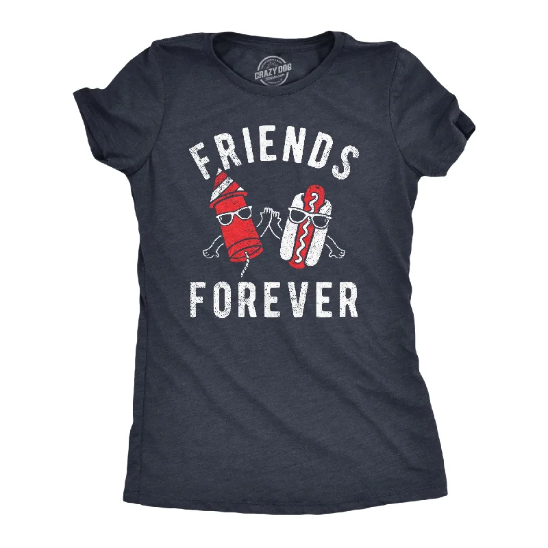 Long Sleeve Women T Shirt for Cooler WeatherFriends Forever Firecracker Hot Dog Women's T Shirt