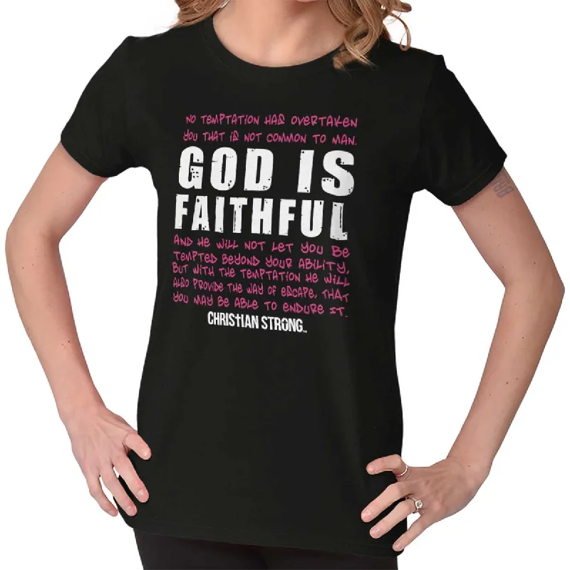 Tie - Dye Women T Shirt with a Bohemian VibeGod is Faithful Chri Ladies T Shirt