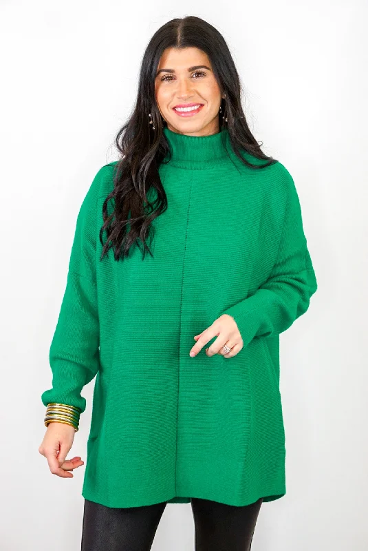 Oversized Women Sweater for a Cozy and Fashionable LookGreen Turtleneck Sweater