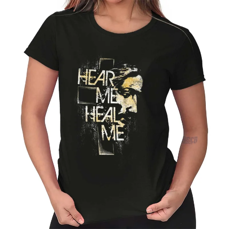 Crew Neck Women T Shirt with a Timeless DesignHear Me Heal Me Ladies T Shirt