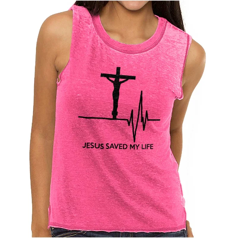 Plus Size Women T Shirt for a Comfortable and Flattering FitJesus Saved My Life Junior Muscle Tee