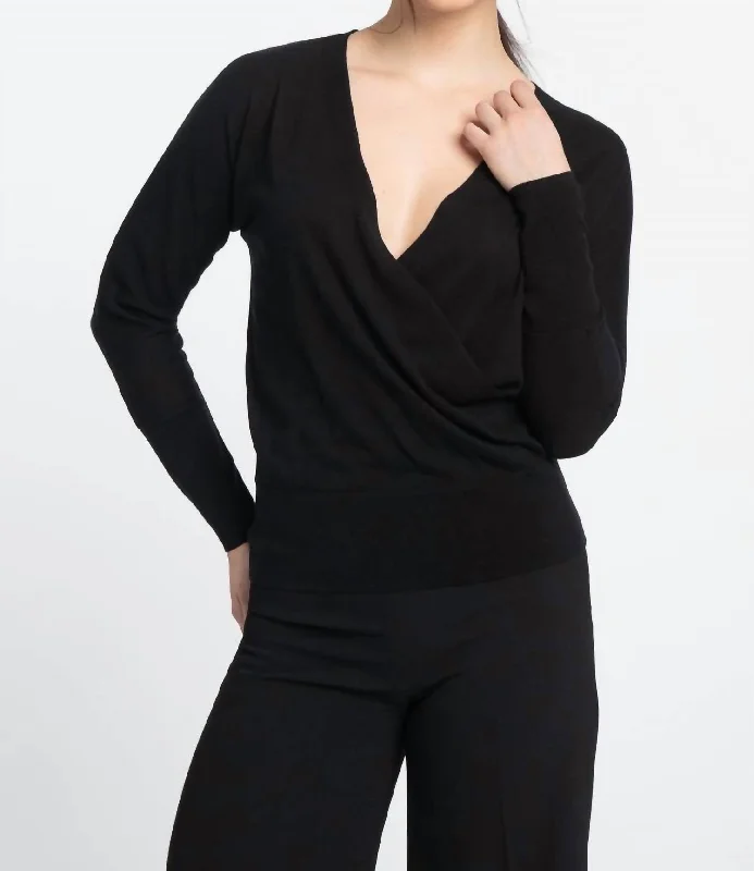 Turtleneck Women Sweater for a Classic and Elegant StyleKnit Cashmere Surplice Black