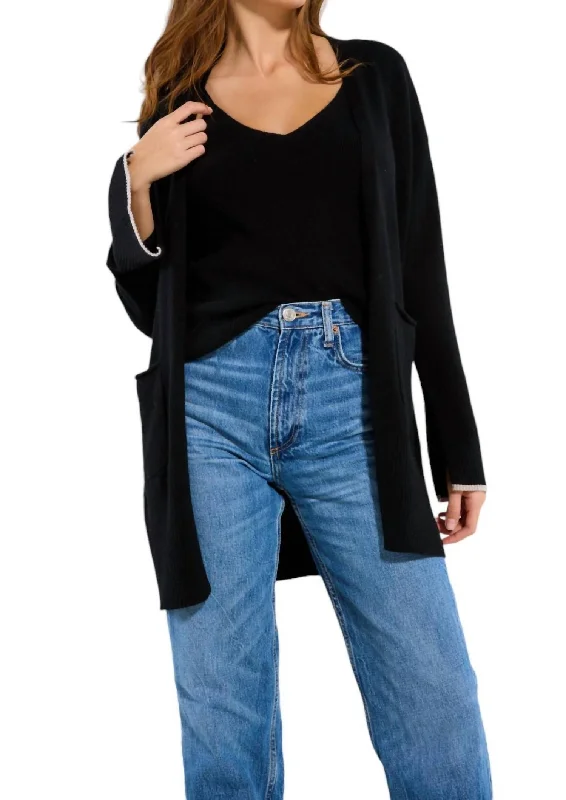 Plus - Size Women Sweater with a Flattering FitLove Cashmere Cardi In Onyx