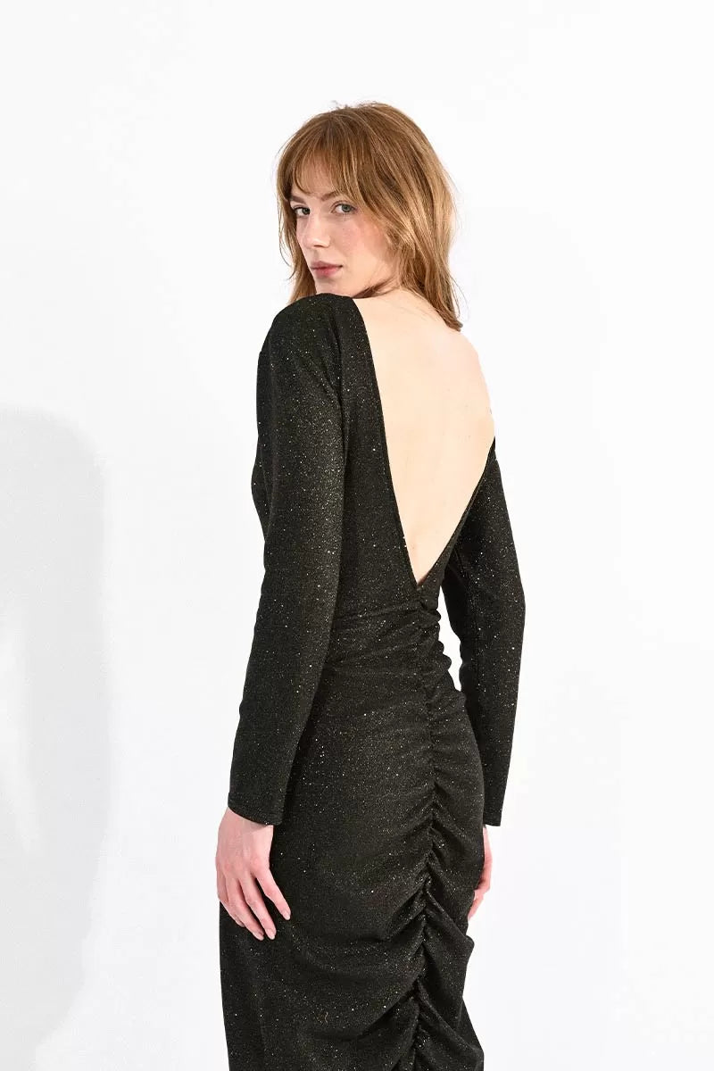 Long - Sleeve Women Sweater with Ribbed CuffsMolly Bracken Long Sparkle Dress With Deep V Neckine