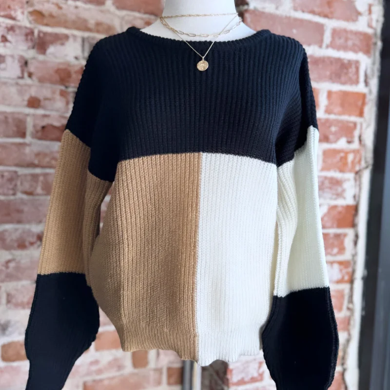 Open - Front Women Sweater for Easy LayeringNever Pretend Color Block Sweater