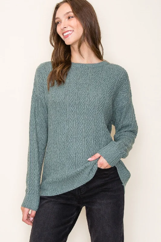 Organic Cotton Women Sweater for an Eco - Friendly ChoiceOlive Pattern Knit Sweater