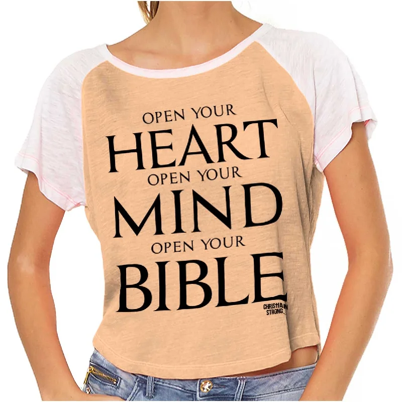 Distressed Women T Shirt with a Laid - Back AestheticOpen Your Bible Vintage T Shirts