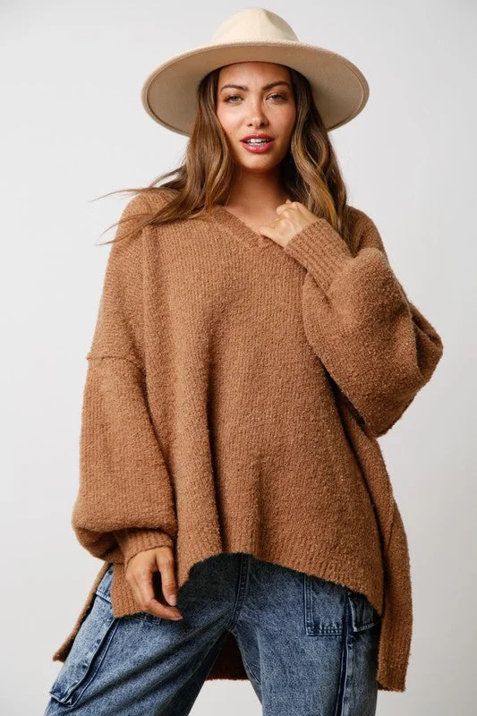 Cashmere Women Sweater with a Luxurious Soft TouchOversized Perfection Caramel Knit Sweater