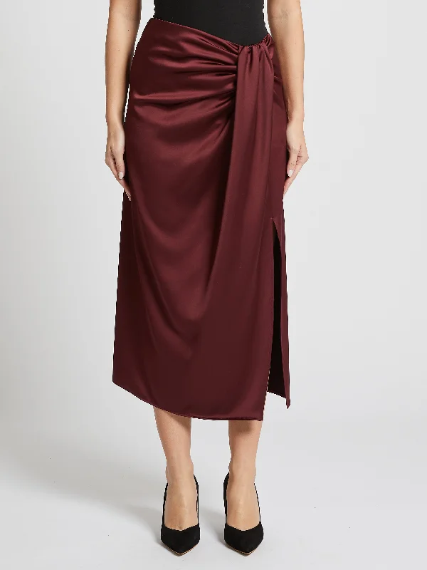 Cropped Women Sweater to Pair with High - Waisted BottomsPENNYBLACK Rust Draped Satin Rovigo Skirt