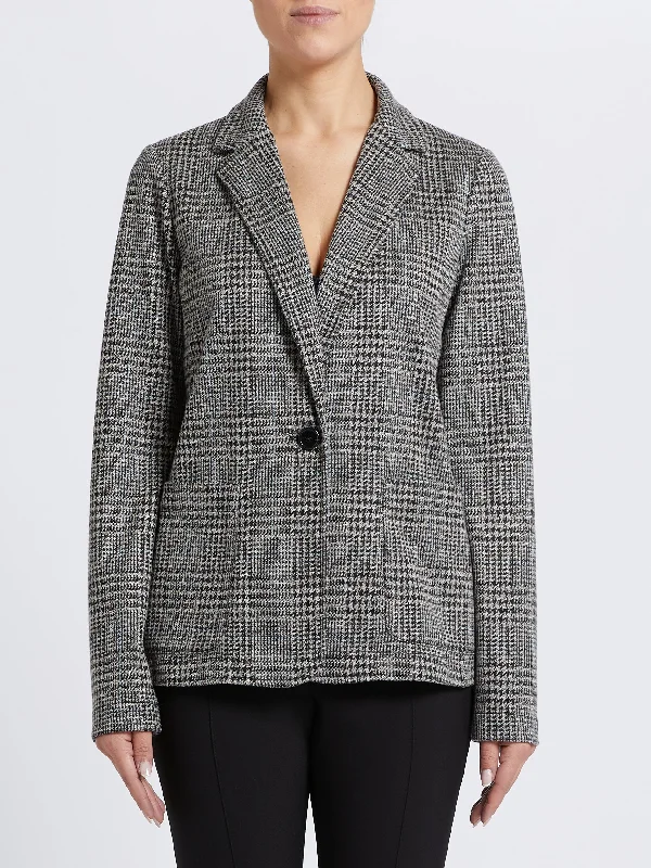 Sequin - Embellished Women Sweater for Special OccasionsPENNYBLACK Checkered Grey/Blue Jersery Blazer Style Jacket