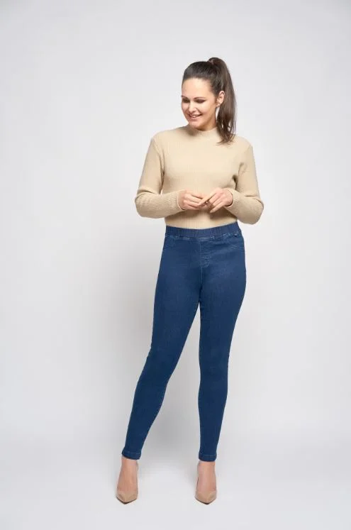 Mock - Neck Women Sweater for a Modern TwistPinns Super Stretch Casual Dark Denim