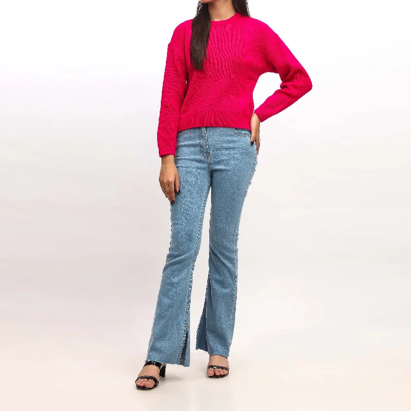 Cropped Women Sweater to Pair with High - Waisted BottomsSkpink Thread Sweater  PN4611