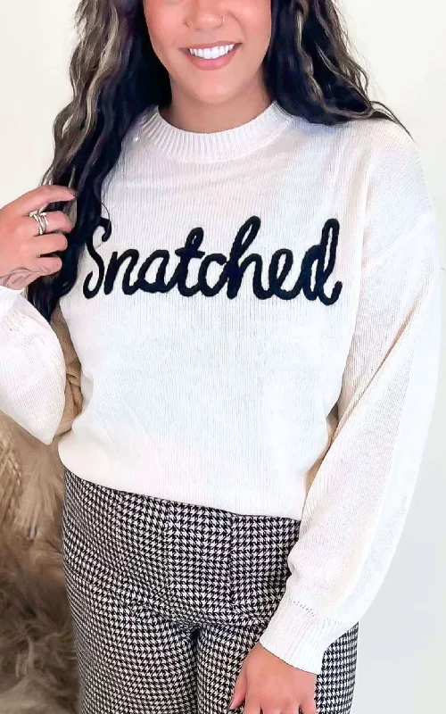 Striped Women Sweater with a Timeless PatternSnatched Letter Embroidered Sweater Top