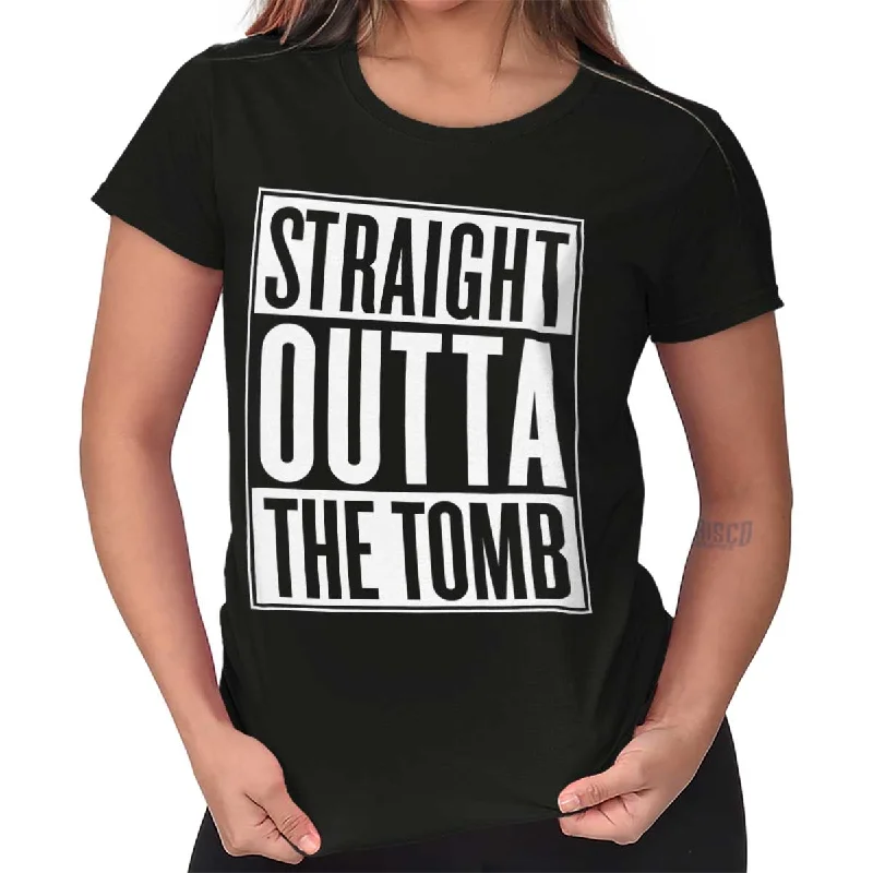 Distressed Women T Shirt with a Laid - Back AestheticStraight Outta The T Ladies T Shirt