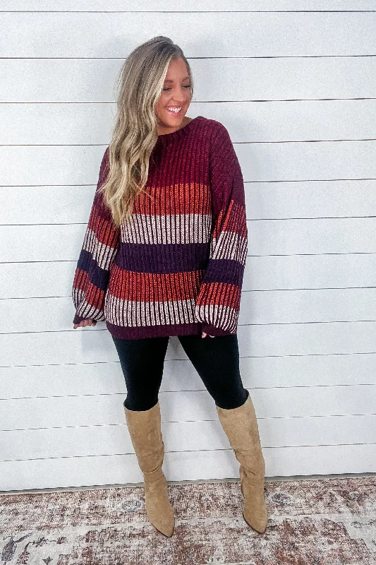 Mock - Neck Women Sweater for a Modern TwistWorld of Wonder Striped Sweater