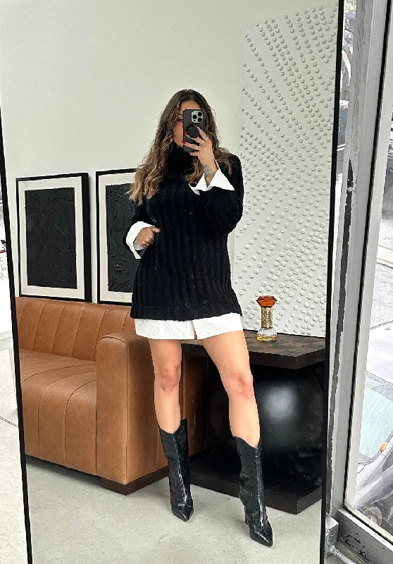 Empire Waist Women Dress to Accentuate the Bust and Conceal the WaistAllison Black Long Sleeve Knit Mini Dress