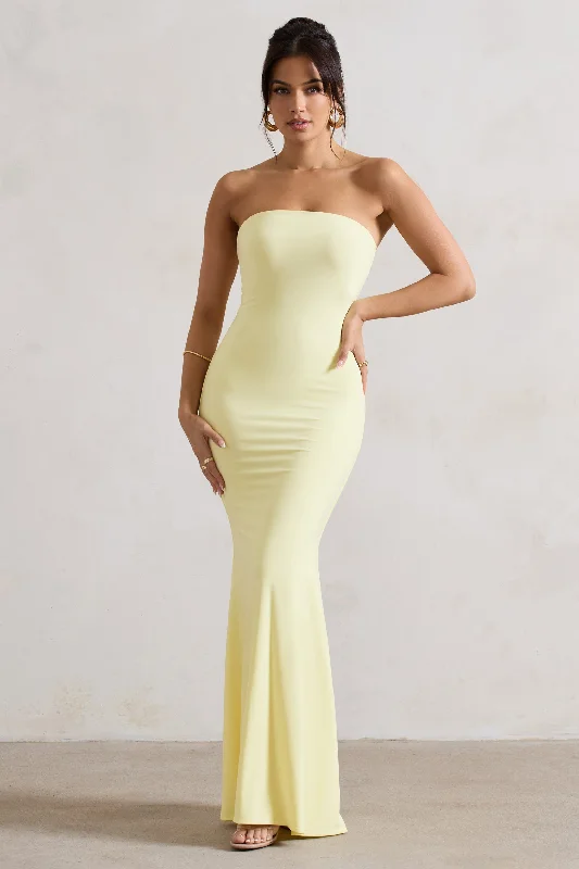 Ball Gown Women Dress with a Full Skirt for a Princess - like LookCeremony | Lemon Bandeau Fishtail Maxi Dress