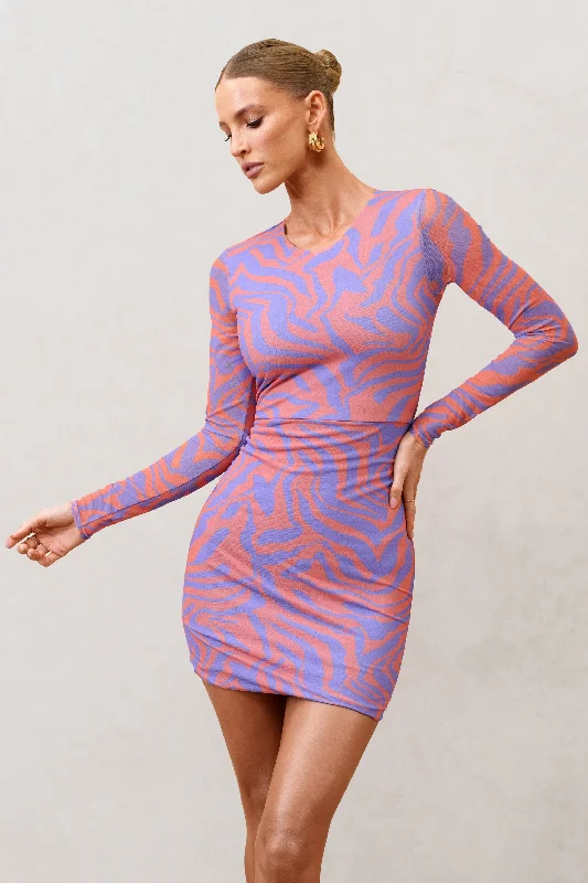 Long - Sleeve Women Dress in Velvet for a Luxurious Winter LookNight Sky | Orange Zebra Print Mesh Long Sleeves Mini Dress