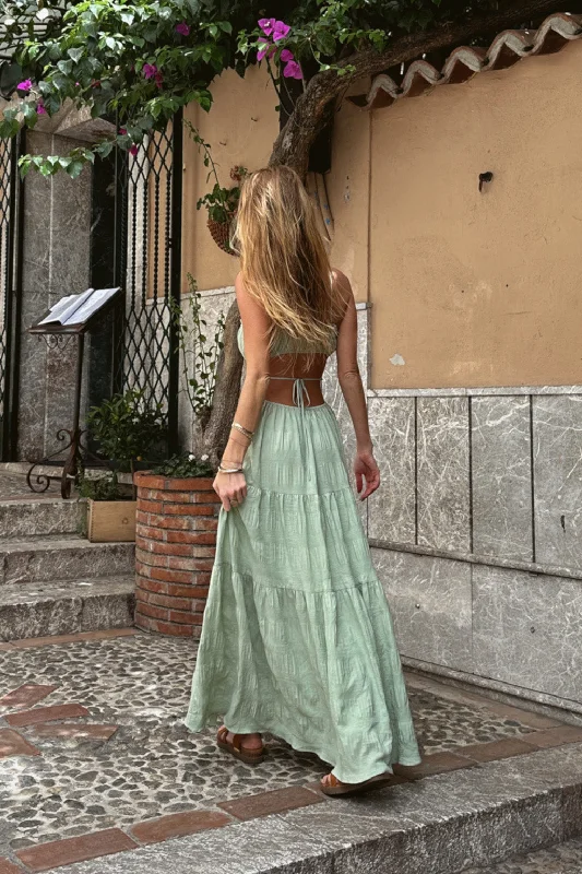 Ball Gown Women Dress with a Full Skirt for a Princess - like LookPaola Sage Boho Maxi Dress