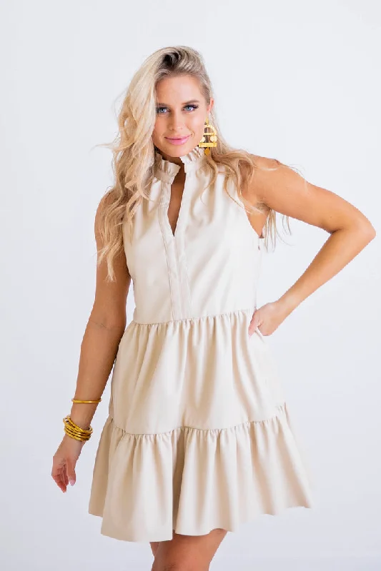 Ruffled Women Dress with Multiple Layers for a Playful and Girly StylePleather Tier Sleeveless Dress