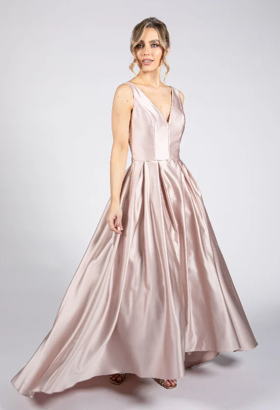 Plus Size Women Dress with a Flattering A - Line Cut for Comfort and StyleSatin Blush Ballgown