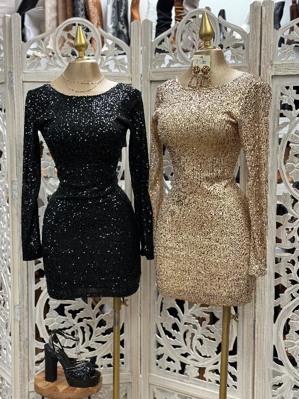 Shift Women Dress with a Simple and Classic Design for Everyday WearScoop Back Sequin Mini Dress