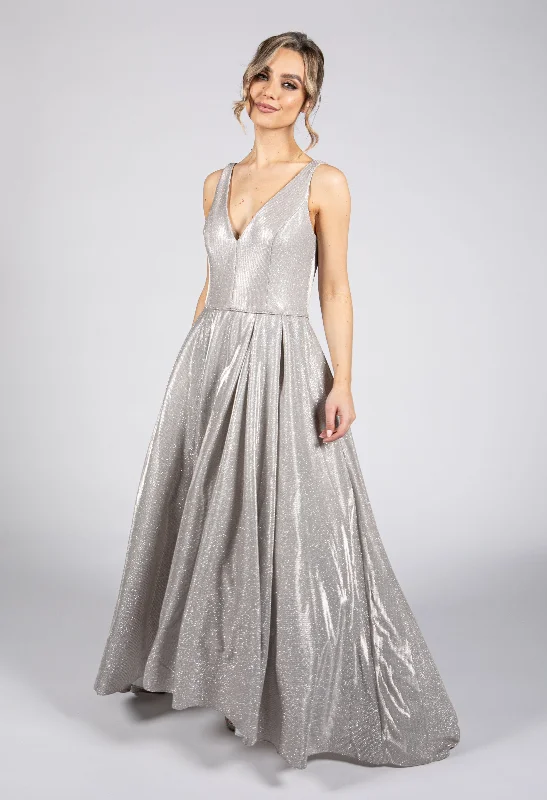 Lace - Embellished Women Dress for an Elegant and Sophisticated AppearanceSilver Shimmer Ballgown