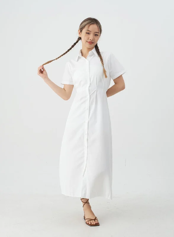 Wrap - Style Women Dress with Adjustable Fit for All Body TypesButton-Down Maxi Shirt Dress CJ10