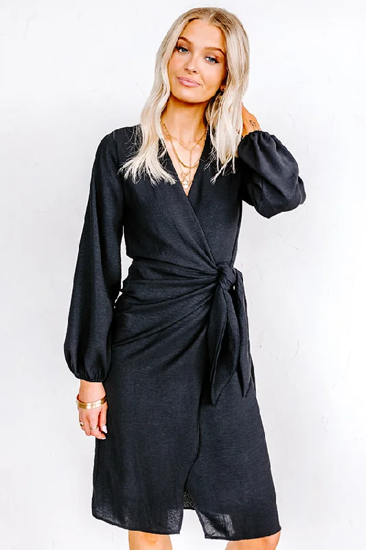 Little Black Women Dress with Sequins for a Glamorous Night OutEffortless Nights Wrap Dress In Black