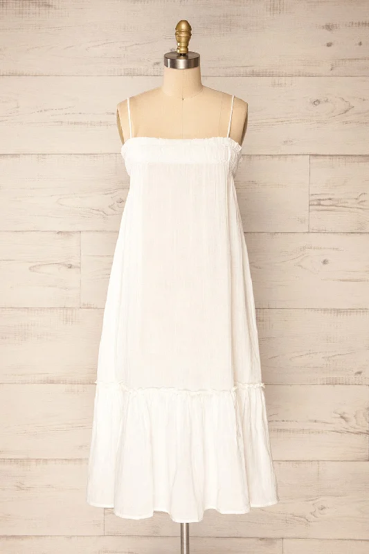 Ball Gown Women Dress with a Full Skirt for a Princess - like LookFannar White | A-line Midi Dress