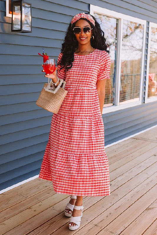 Halter Neck Women Dress to Show Off the Shoulders and NecklineFreedom Rings Gingham Midi