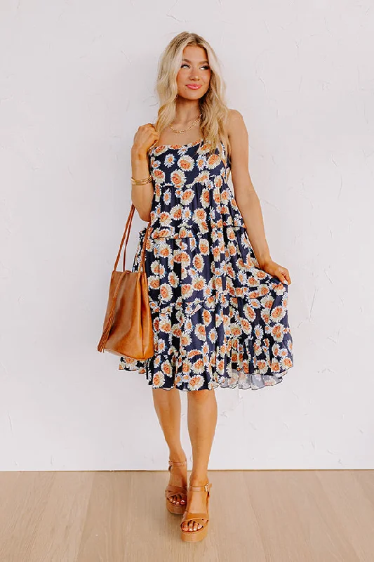 Ruffled Women Dress with Multiple Layers for a Playful and Girly StyleFront Porch Swinging Midi