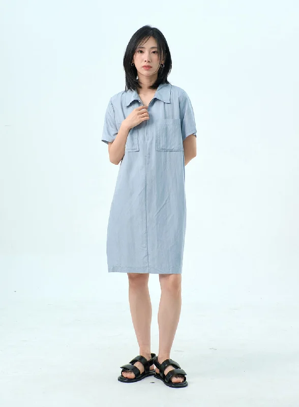 Halter Neck Women Dress to Show Off the Shoulders and NecklineMidi Shirt Dress OY317